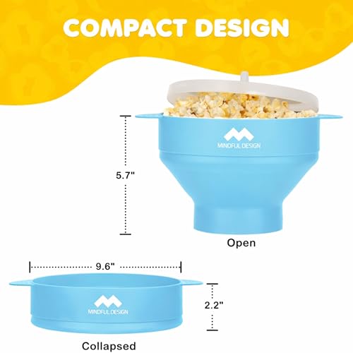 Mindful Design The Original Mindful Design Microwave Popcorn Popper - Silicone Bowl, BPA-Free & Dishwasher Safe (Light Blue) - Image 5