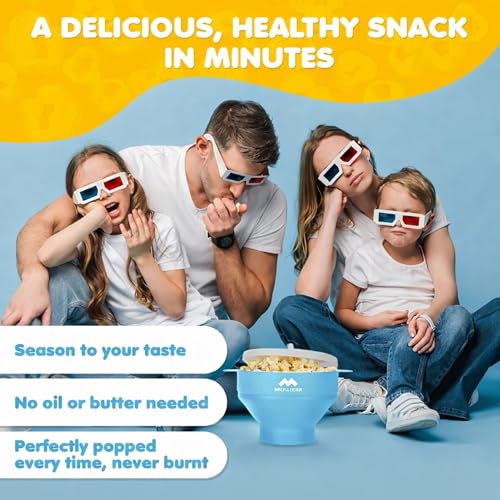 Mindful Design The Original Mindful Design Microwave Popcorn Popper - Silicone Bowl, BPA-Free & Dishwasher Safe (Light Blue) - Image 2