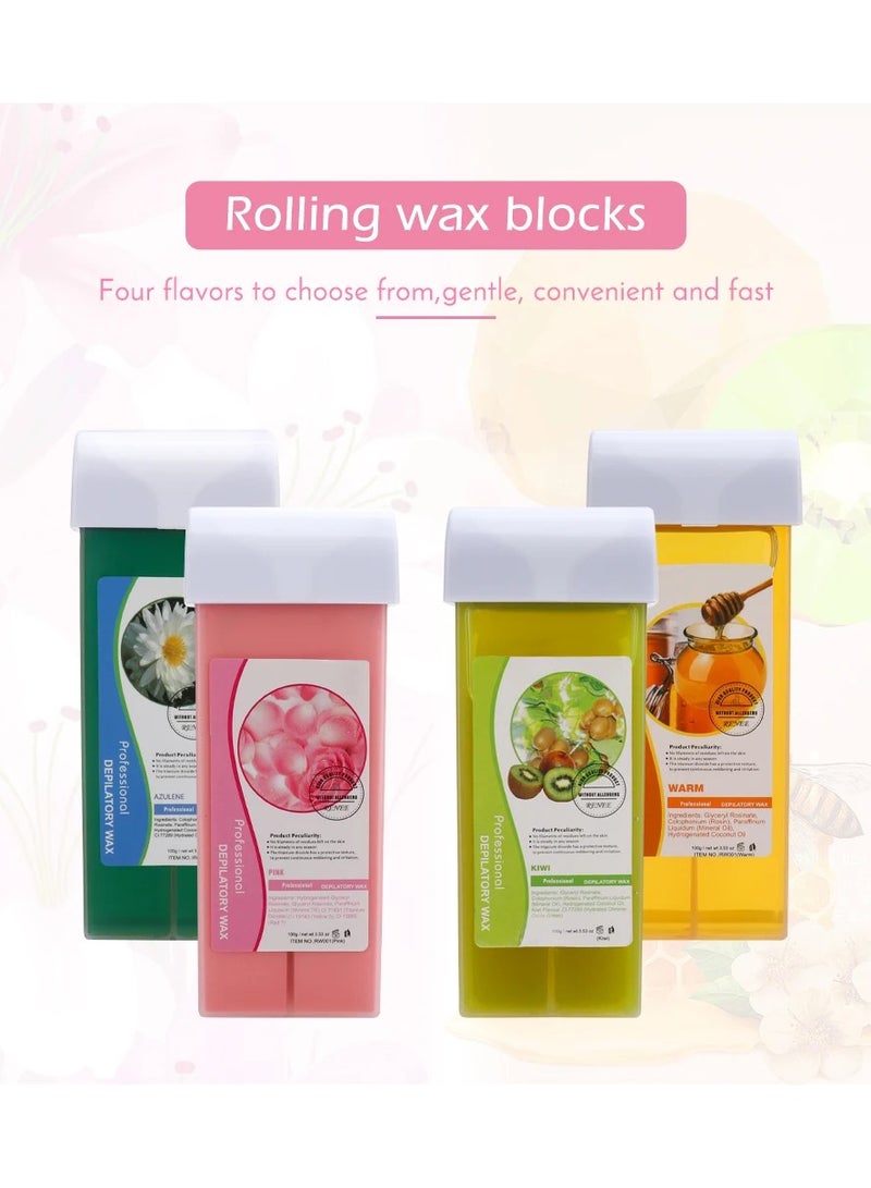 Hair Removal Wax Gentle Non-Irritating Hot Depilatory Cream Wax Cartridge Beeswax Warmer for Women and Men (100g)