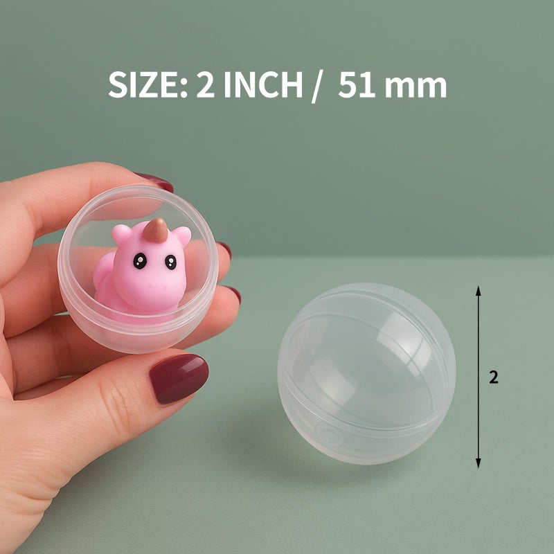 Zilphoba 50Pcs 2 Inch Vending Machine Capsules Gumball Machine Capsules Clear Plastic Ball Container Gachapon Capsule Fillable Balls for Prizes, Easter, Party Favors - Image 5