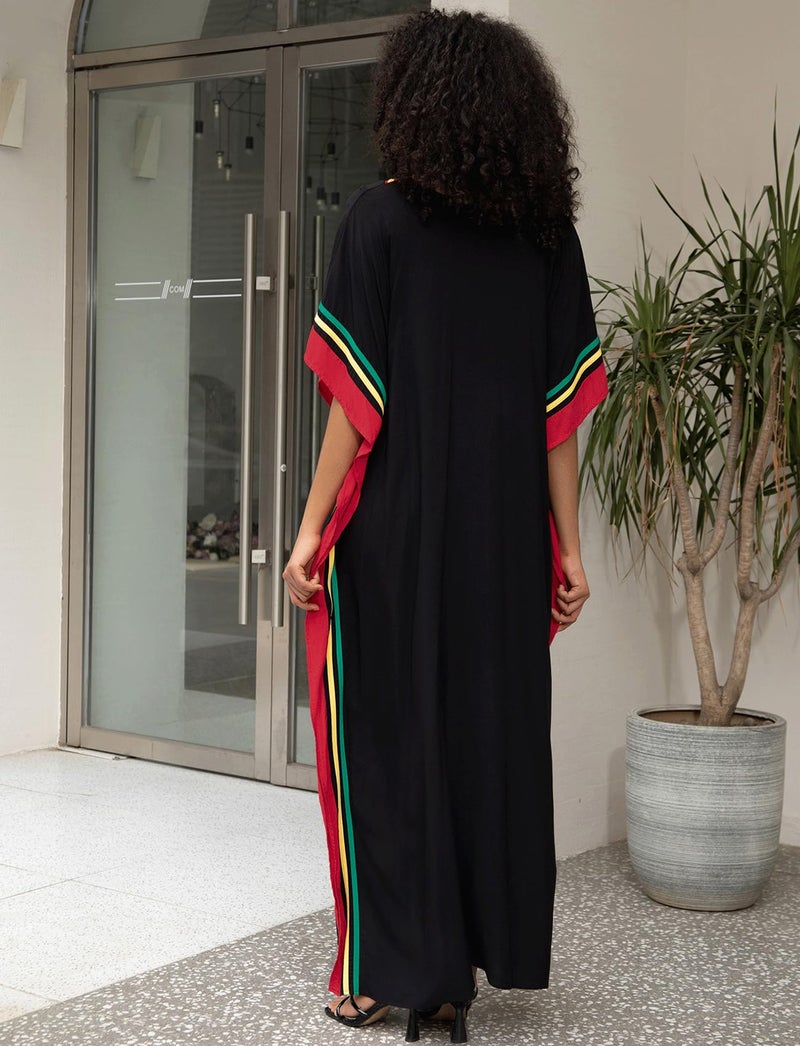 KECVOT Kaftan Dresses for Women V-Neck Print Swimsuit Cover Up Plus Size Beach Caftan Lounge Dress - Image 5