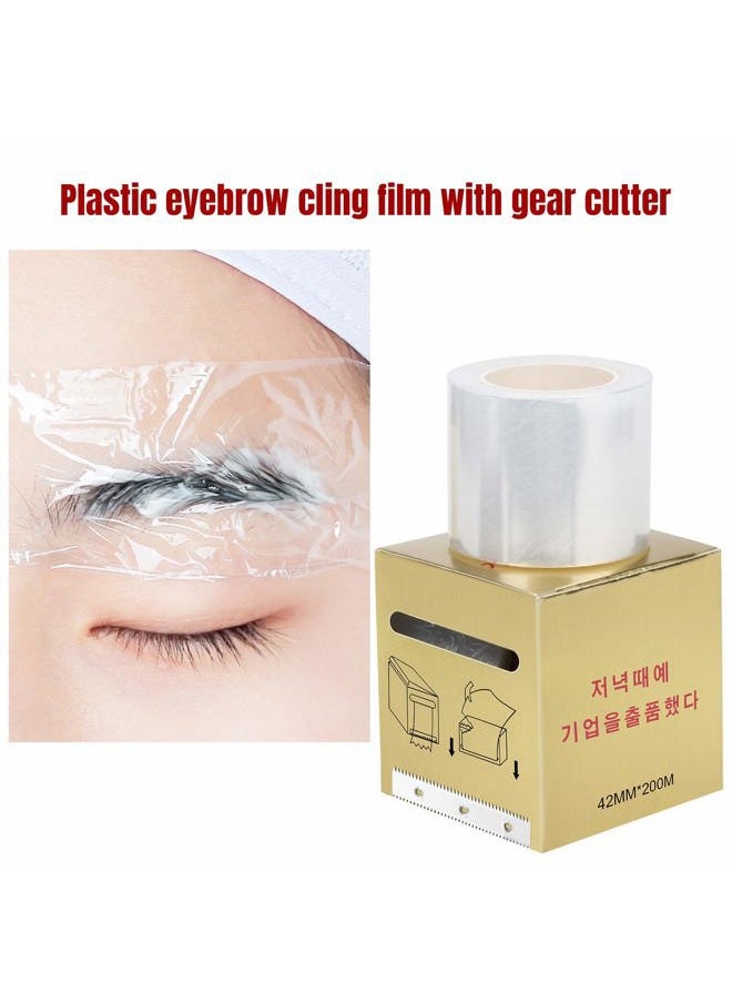 Adecco LLC - 2 Rolls Disposable Eyebrow Tattoo Plastic Wrap Preservative Film, Make Up Transparent Plastic Roller for One-Way Eyebrow Lips Permanent Makeup Accessories - Image 1