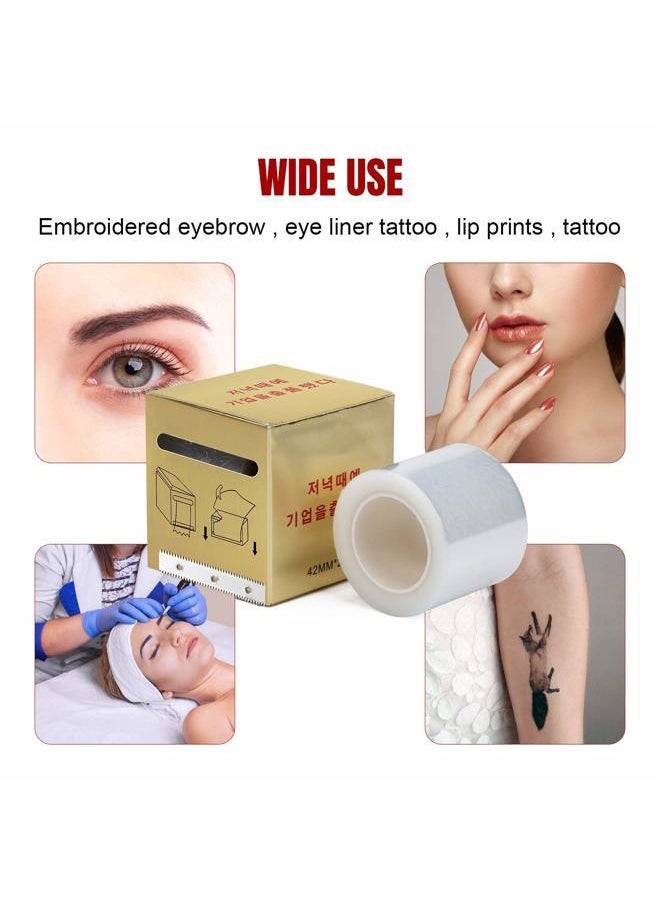 Adecco LLC - 2 Rolls Disposable Eyebrow Tattoo Plastic Wrap Preservative Film, Make Up Transparent Plastic Roller for One-Way Eyebrow Lips Permanent Makeup Accessories - Image 1