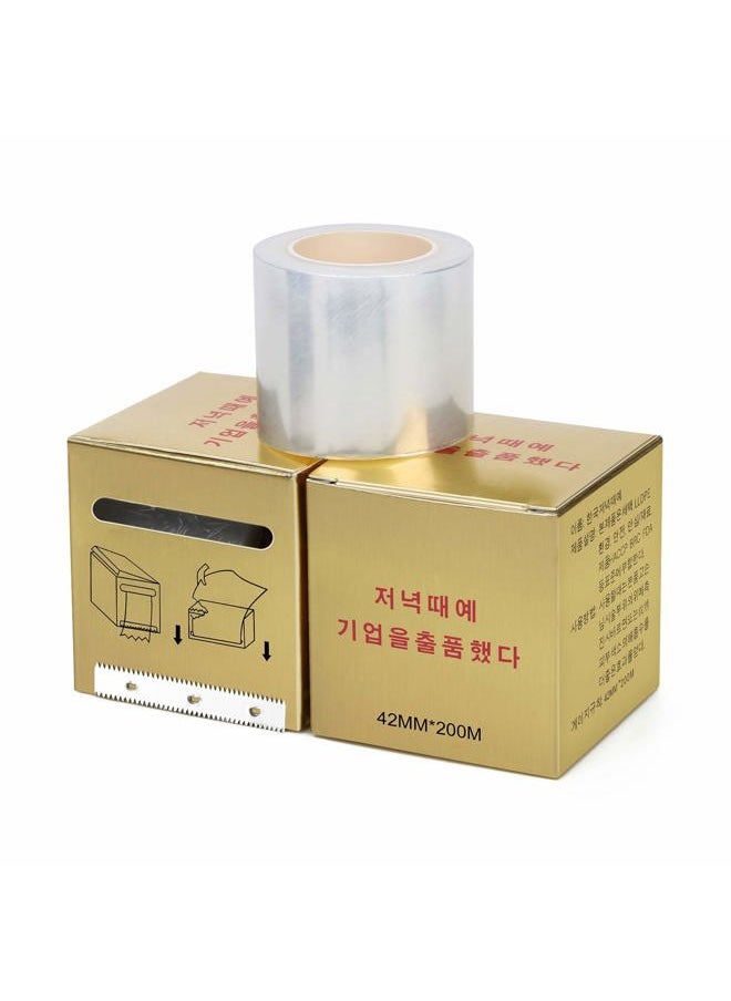 Adecco LLC - 2 Rolls Disposable Eyebrow Tattoo Plastic Wrap Preservative Film, Make Up Transparent Plastic Roller for One-Way Eyebrow Lips Permanent Makeup Accessories - Image 1