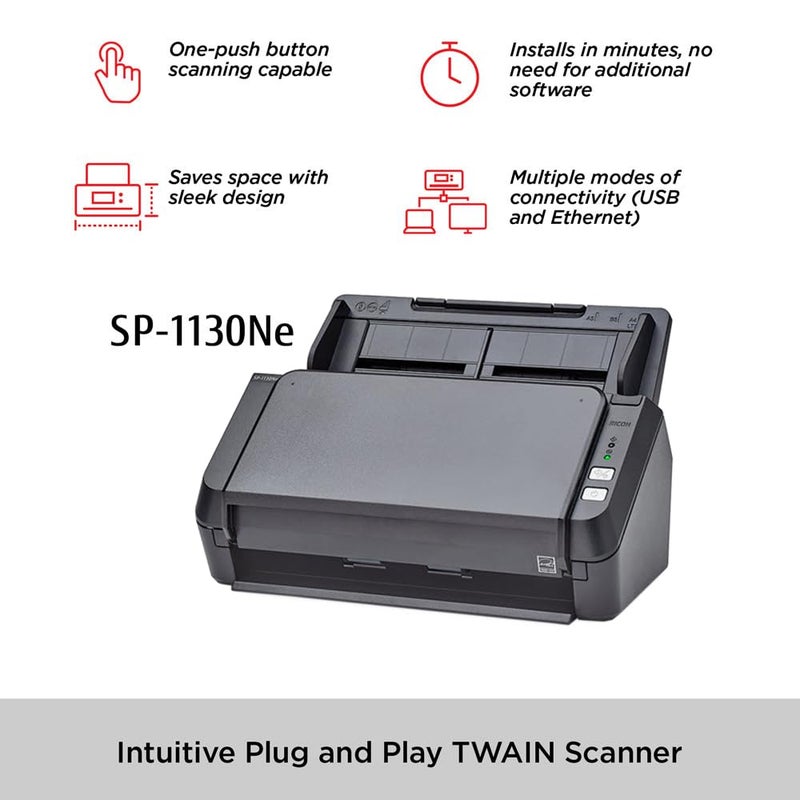 RICOH SP-1130Ne Easy-to-Use Color Duplex Document Scanner with Automatic Document Feeder (ADF) and Twain Driver - Image 2