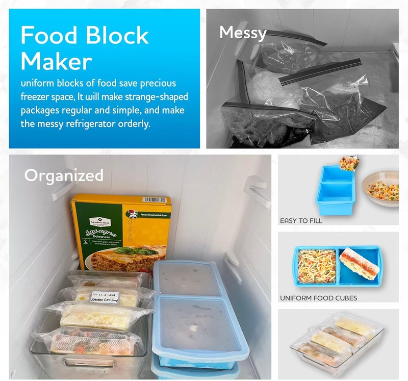 ZIP STANDING Silicone Freezer Trays with Lid,2-cup Soup Freezer Container large Ice Cube Molds with Reinforced Steel Ring Top for freezing Soup Sauce Broth Leftovers oven Dishwasher -Safe (black) - Image 3