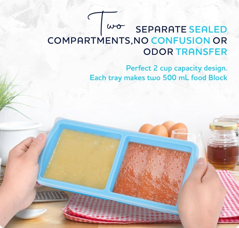 ZIP STANDING Silicone Freezer Trays with Lid,2-cup Soup Freezer Container large Ice Cube Molds with Reinforced Steel Ring Top for freezing Soup Sauce Broth Leftovers oven Dishwasher -Safe (black) - Image 4