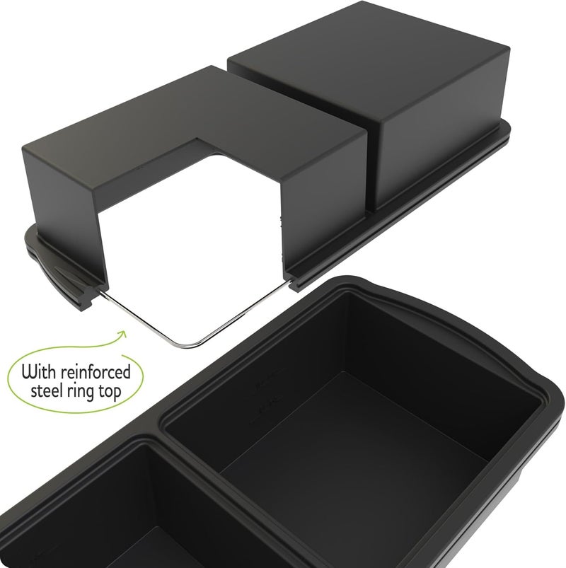 ZIP STANDING Silicone Freezer Trays with Lid,2-cup Soup Freezer Container large Ice Cube Molds with Reinforced Steel Ring Top for freezing Soup Sauce Broth Leftovers oven Dishwasher -Safe (black) - Image 2