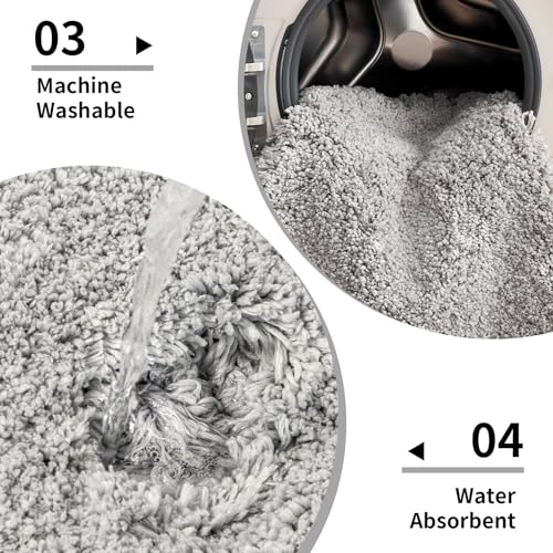 Disolla Grey Bathroom Rug 24x36 - Non-Slip Plush Thick Bath Mat, Highly Absorbent & Ultra Soft Fluffy Floor Mat, Machine Washable for Shower and Tub - Image 5