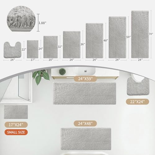 Disolla Grey Bathroom Rug 24x36 - Non-Slip Plush Thick Bath Mat, Highly Absorbent & Ultra Soft Fluffy Floor Mat, Machine Washable for Shower and Tub - Image 2
