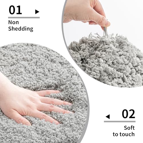 Disolla Grey Bathroom Rug 24x36 - Non-Slip Plush Thick Bath Mat, Highly Absorbent & Ultra Soft Fluffy Floor Mat, Machine Washable for Shower and Tub - Image 4