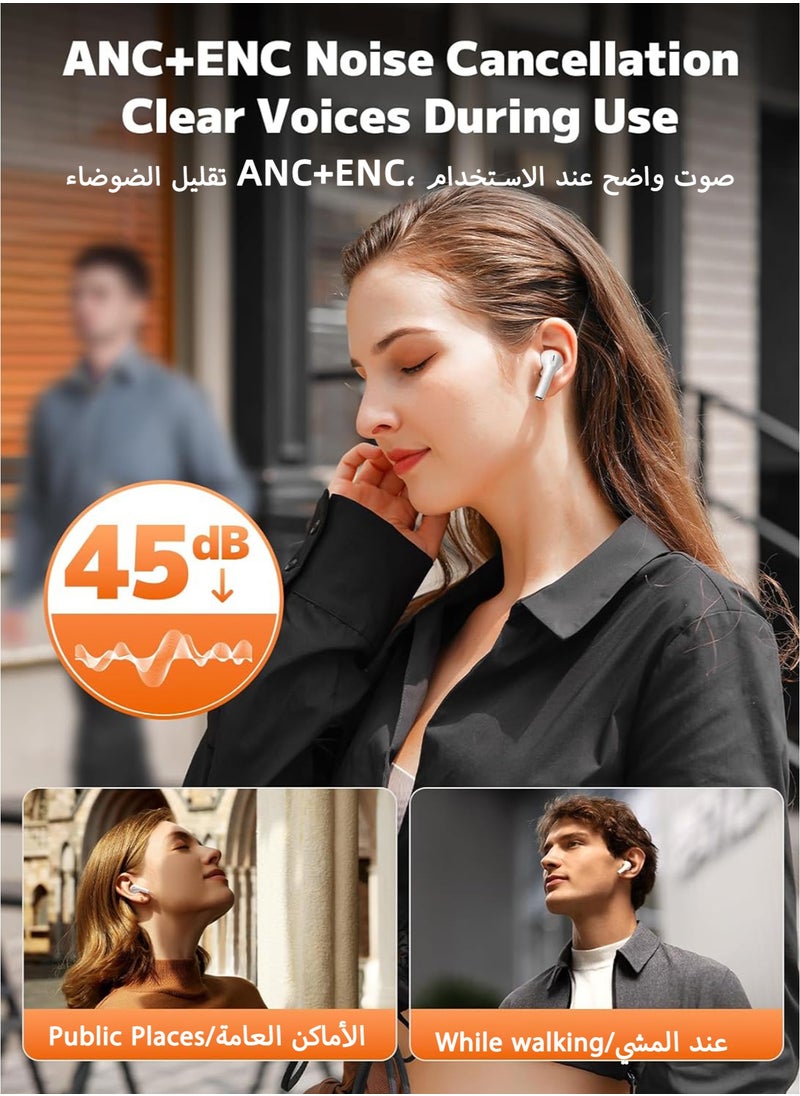 viulisecty Wireless Bluetooth 5.4 Earbuds with Touch Screen Charging Case, ANC/ENC Noise Cancelling, 48H Playtime, Bass Sound – for Android/iOS/Laptop  - Image 3