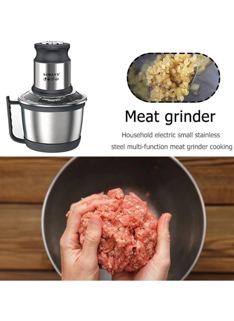 sokany SOKANY 800W Meat Grinder Electric, electric meat grinder 3L Stainless Steel Meat Blender Food Chopper for Meat, Vegetables, Fruits and Nuts with 4 Sharp Blades. (SK-7027, 800W, 3L)  - Image 4
