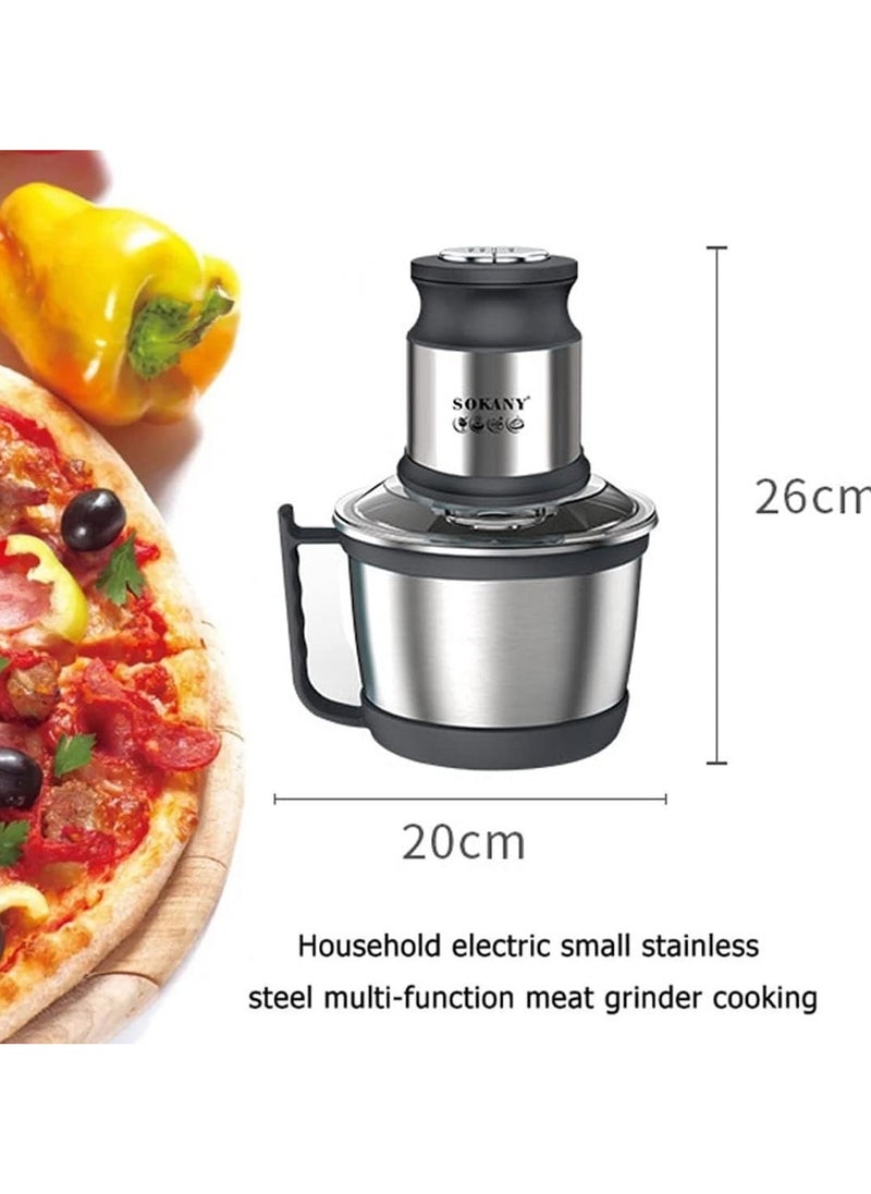 sokany SOKANY 800W Meat Grinder Electric, electric meat grinder 3L Stainless Steel Meat Blender Food Chopper for Meat, Vegetables, Fruits and Nuts with 4 Sharp Blades. (SK-7027, 800W, 3L)  - Image 5