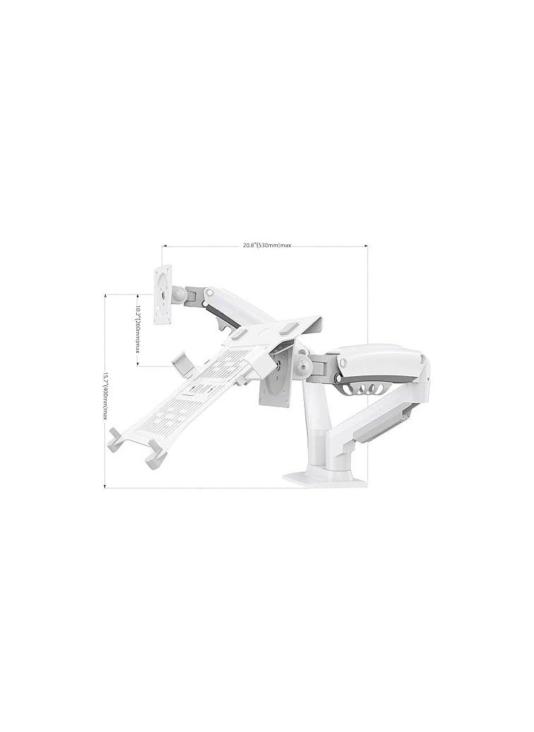 Generic Laptop and Monitor Mount with Adjustable Tray – Full Motion Arm with Clamp and Grommet Mount, Supports 10–17” Laptops and 17–30” Screens (White)  - Image 2