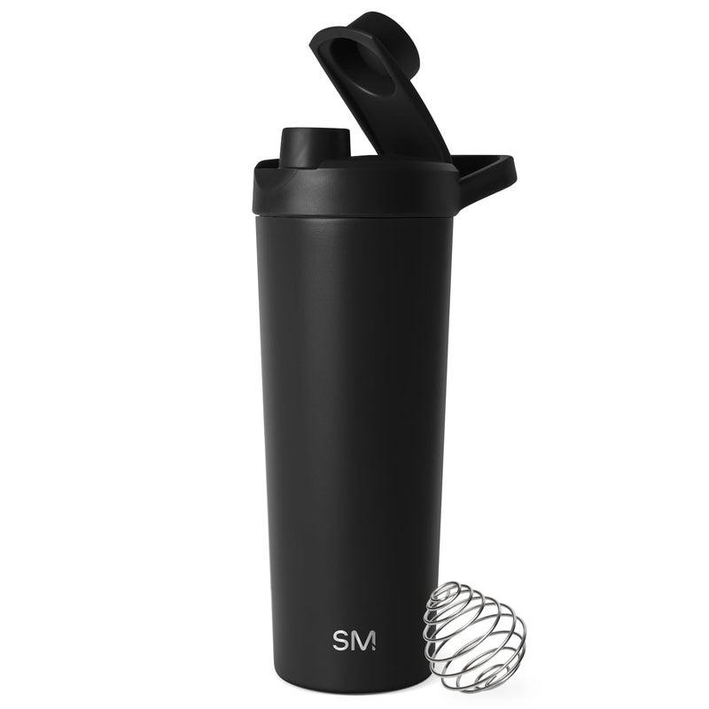 Simple Modern Stainless Steel Shaker Bottle with Ball 24oz | Metal Insulated Cup for Protein Mixes, Shakes and Pre Workout | Rally Collection | Midnight Black - Image 1