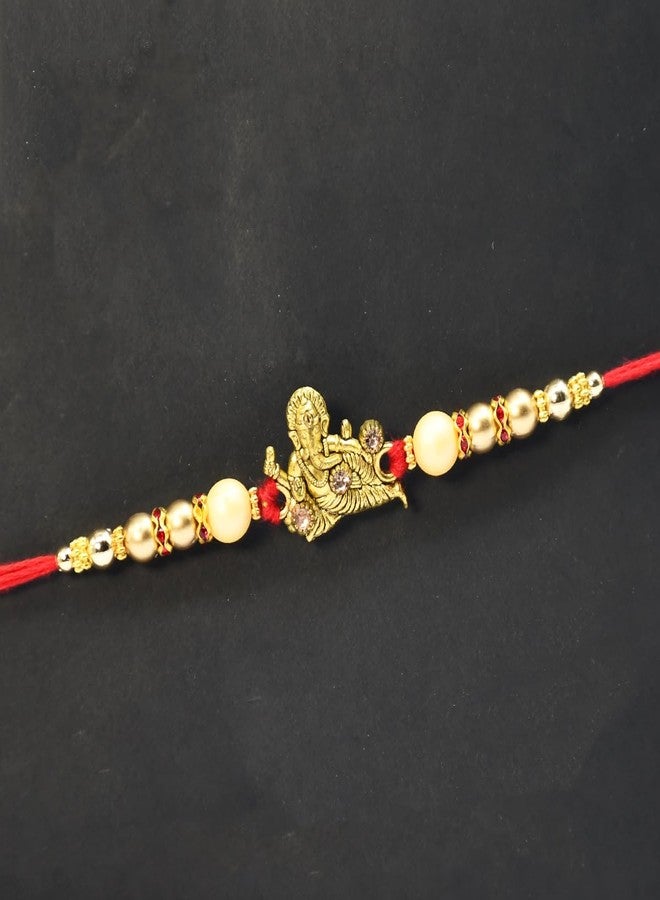 Natali Traders Exclusive Family Rakhi Pack of 3 For Bhaiya, Bhabhi and Kid Boy, Girl - Designer Roli Chawal Chopra - Lord Ganesh - Lumba - Quirky - Image 4