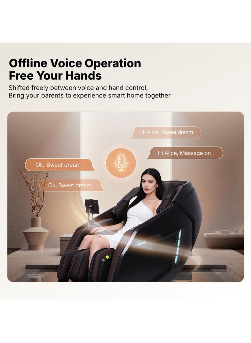 Nourest Core-D 4D Massage Chair with Dual Roller Technology, Full Body Massage Chair with 3D Foot & Calf Rollers, Zero Gravity, Body Scanning, 56 Airbags, Graphene Heat, Voice Control & 10” Touchscreen (Brown) - Image 4