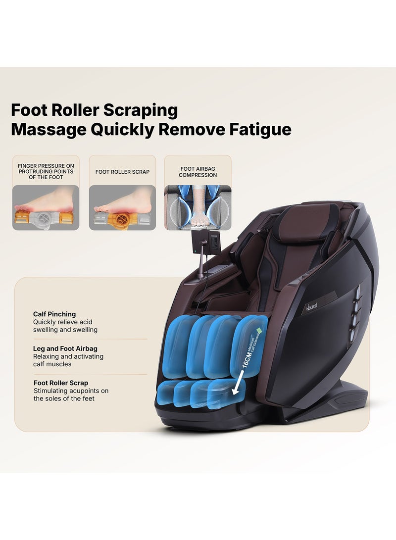 Nourest Core-D 4D Massage Chair with Dual Roller Technology, Full Body Massage Chair with 3D Foot & Calf Rollers, Zero Gravity, Body Scanning, 56 Airbags, Graphene Heat, Voice Control & 10” Touchscreen (Brown) - Image 2