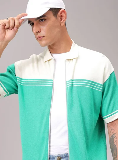 The Indian Garage Co Men Relaxed Fit Striped Half Sleeves Spread Collar Resort Wear Shirt