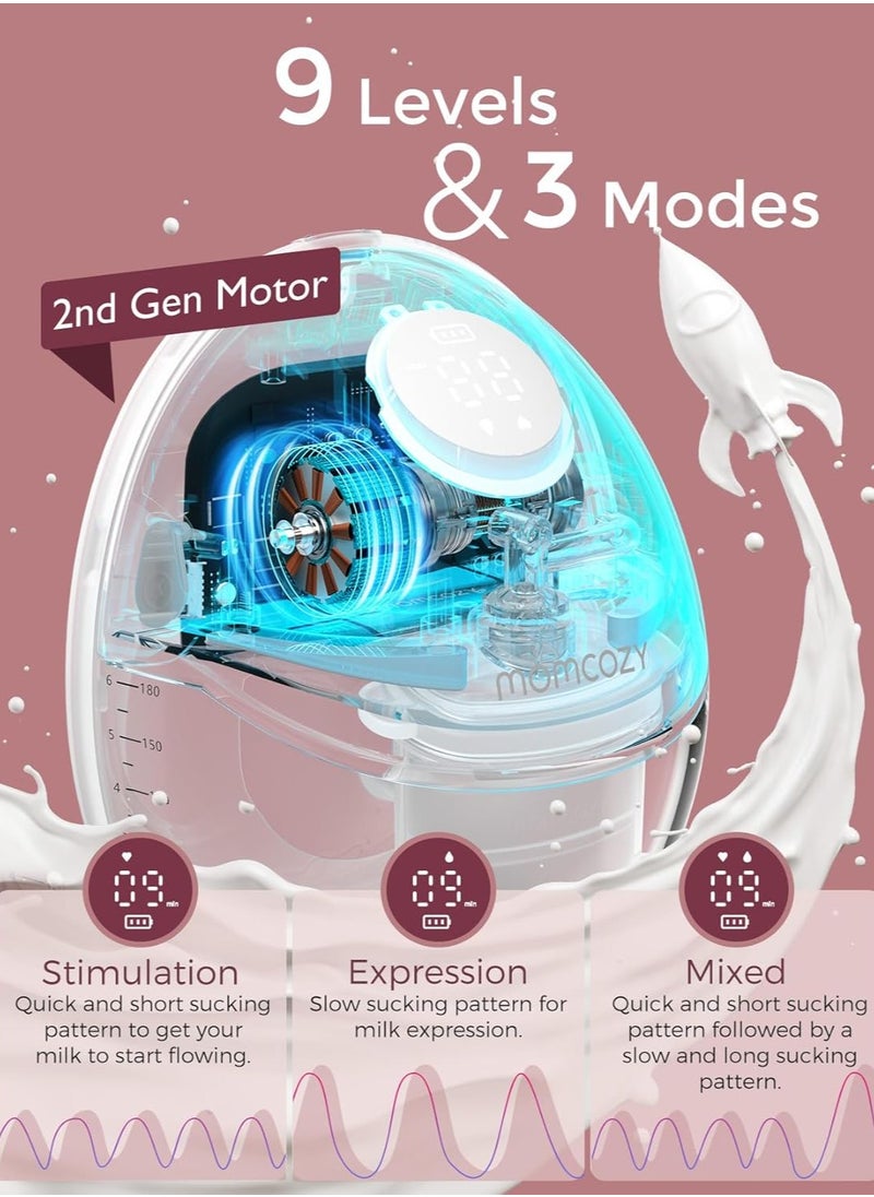 Momcozy Breast Pump Hands Free Mobile Style | M6, Wearable Breastfeeding Pump Ideal Rhythm for More Milk, DoubleFit Flange More Fit & Discreet with 3 Modes & 9 Levels  - Image 3