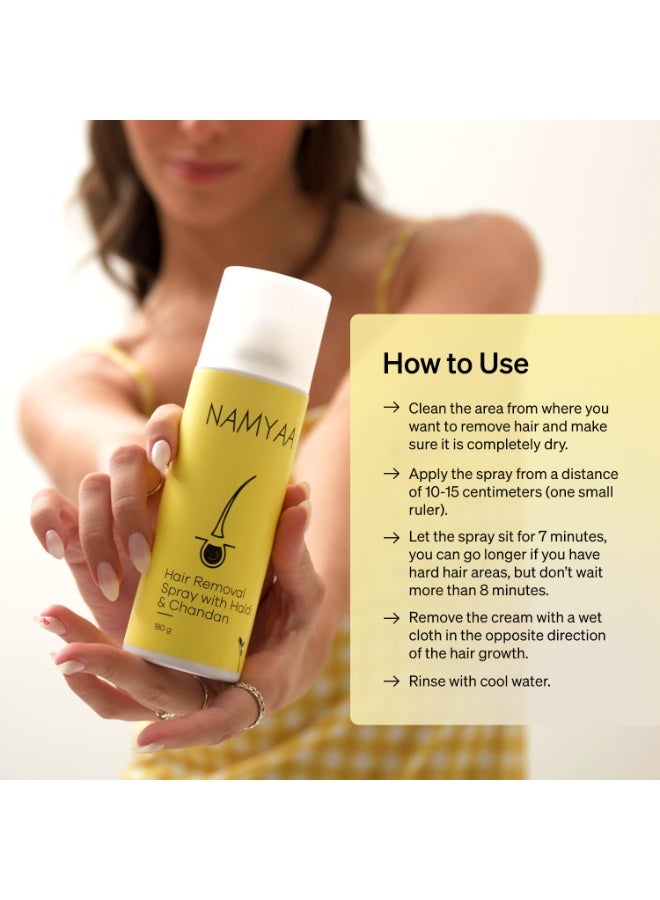 Namyaa Haldi Chandan Hair Removal Cream Spray | Painless Body Hair Removal Spray (180 g) - Image 4
