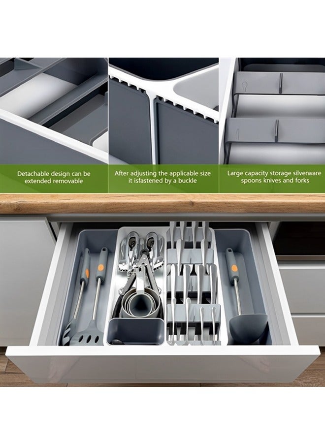 Beauenty Kitchen Drawer Organizer,Silverware Organizer,Cutlery Holder Organizer,Expandable Cutlery Drawer,Adjustable Drawer Organizer Fork Spoon Knife Organization,For Kitchen Utensils and Flatware  - Image 4