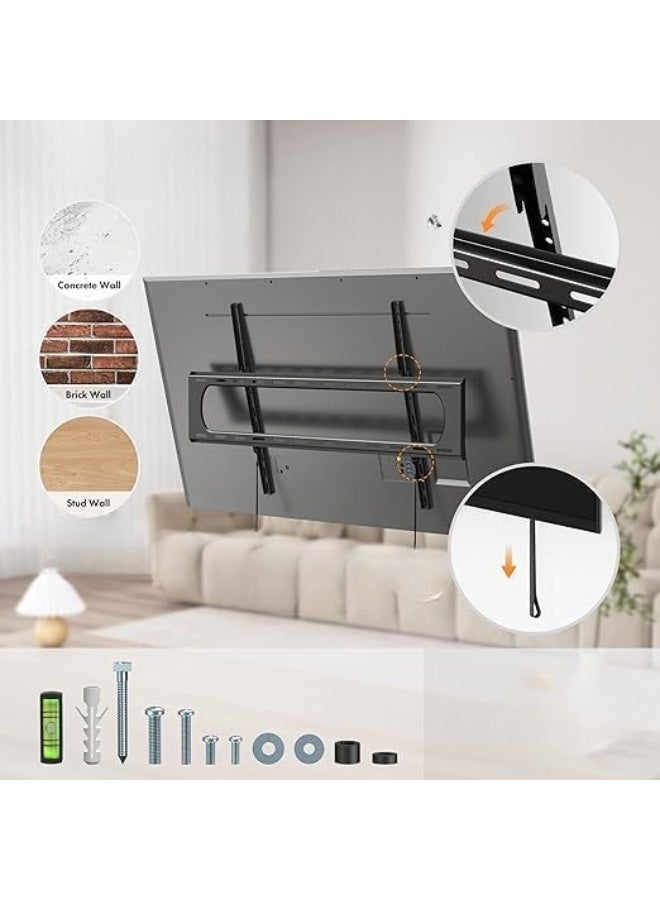 Ultra-Slim Wall Mount TV Bracket for 60–100 Inch Screens, Fixed Flat-to-Wall Design, 100kg Capacity - Image 3