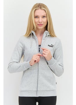 Women Sportswear Fit Long Sleeves Outdoor Hooded Jacket, Heather Grey
