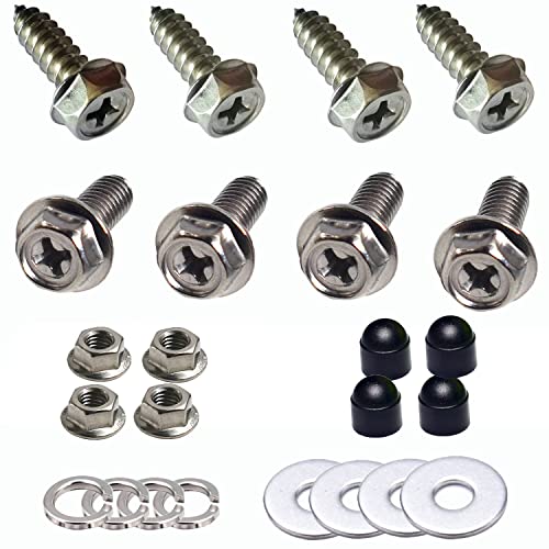 GOTOONE License Plate Screws 8 Pack Stainless Steel Bolts Fasteners Frame Holder 15 in M5 Rust Proof Cross Recessed Hex with Flange for License Plates Frames of Cars and Trucks Silver - Image 1