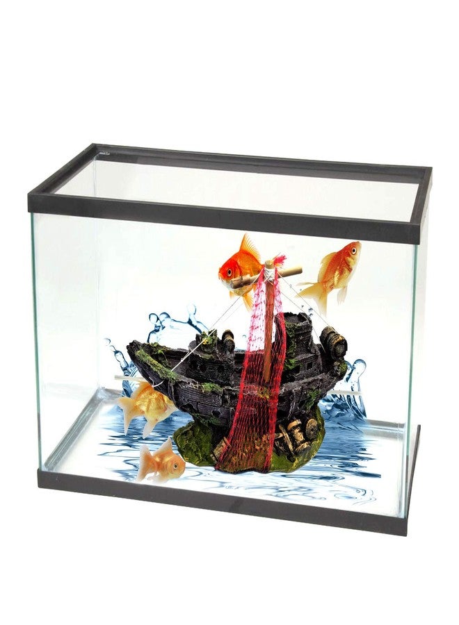 Jainsons Pirate Ship Aquarium Ornament - Durable Fish Tank Decoration & Toy with Fish Hiding Places Resin Ornament for Freshwater & Saltwater Aquariums, Enhances Aquascaping 10.5 Inch - Image 4