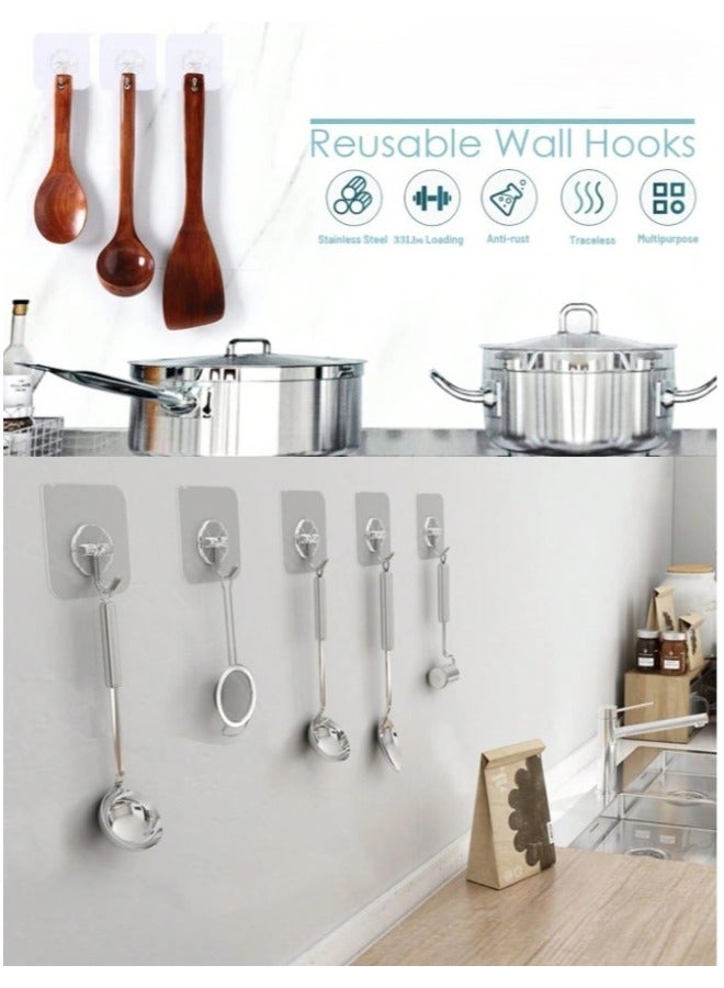 Adhesive Hooks Heavy Duty Wall Hooks 20Pack 8kg (Max) Self Adhesive Hook - Image 3