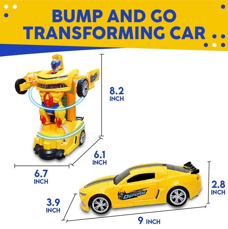 Toysery Transforming Robot Car - One Button Transformation Toy Car with Realistic Engine Sounds, LED Lights and 360 Degree Rotation Speed Drifting Function - Image 5