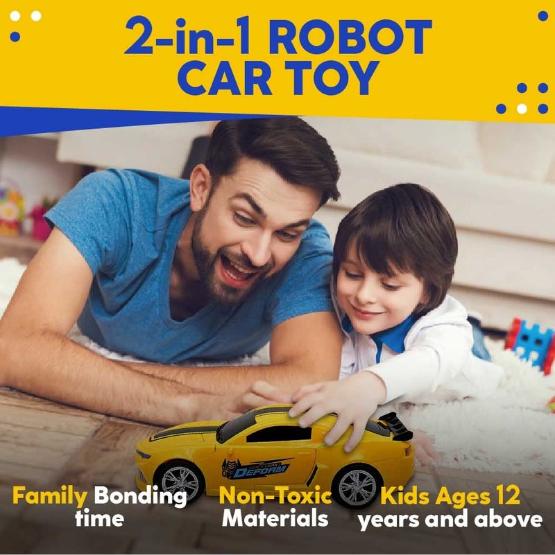 Toysery Transforming Robot Car - One Button Transformation Toy Car with Realistic Engine Sounds, LED Lights and 360 Degree Rotation Speed Drifting Function - Image 3