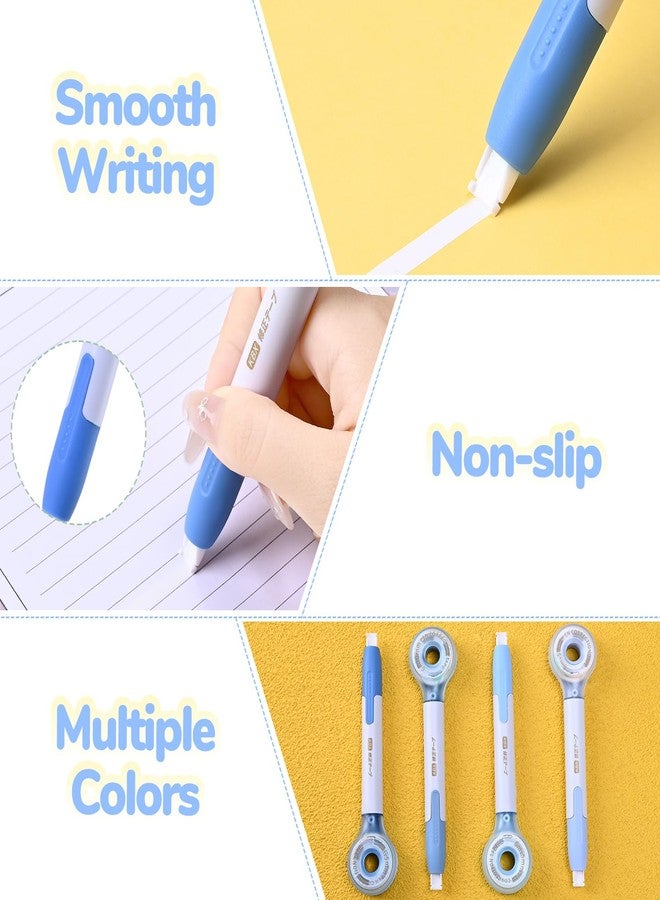 Temiary 4 Pack Correction Tape Pen, 6M/256" x 0.2" White Smooth Pull Out Tape Pens, Qucik Dry Easy to Use Applicator for Instant Corrections Study and Office Supplies (Blue) - Image 4