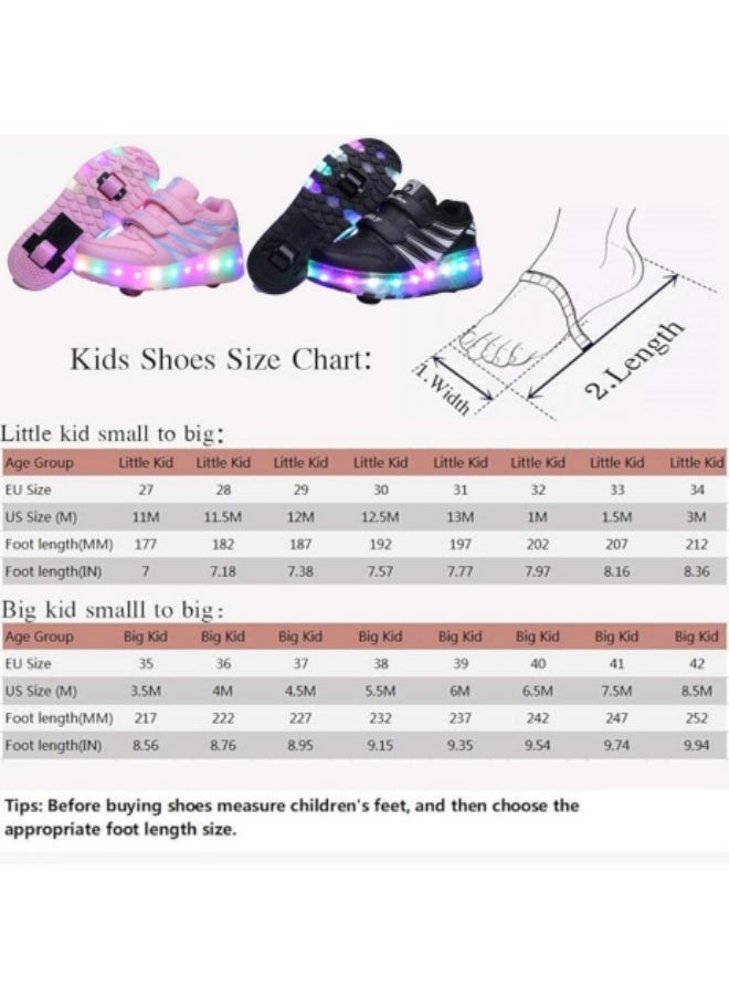 GGEROU - Roller Skates Kids Roller Shoes Boys Girls Sneakers with Wheels Flashing Sport Sneaker Rechargeable Roller Skates Pink - Image 1