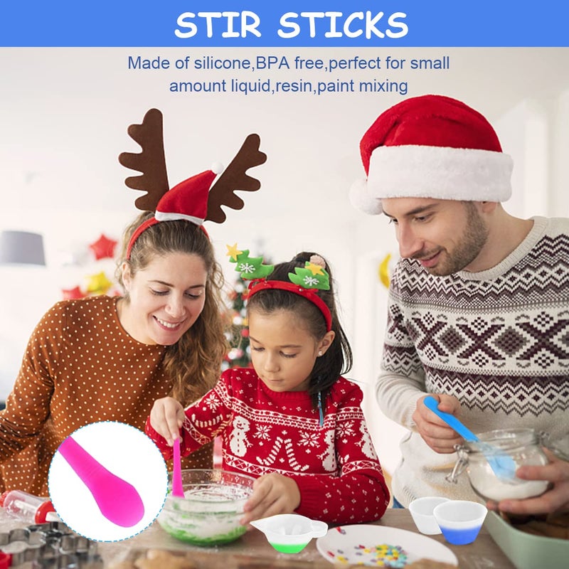 ELEPHANTBOAT Silicone Mould Resin Measuring Cups Kit with Mixing BowlStir SticksSpoonsDroppersFinger CotsColoring Cups for DIY Resin Craft Jewelry Making 36 pcs - Image 4