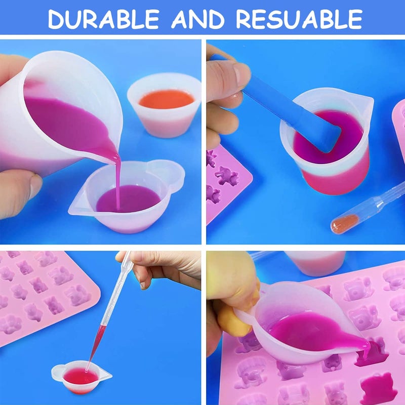 ELEPHANTBOAT Silicone Mould Resin Measuring Cups Kit with Mixing BowlStir SticksSpoonsDroppersFinger CotsColoring Cups for DIY Resin Craft Jewelry Making 36 pcs - Image 2