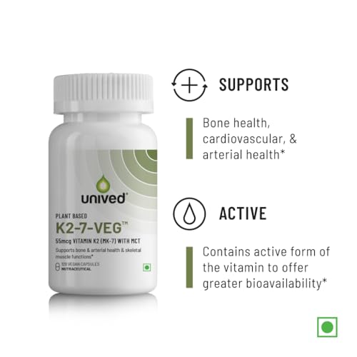 Unived Vitamin K2-7 (MenaquinGold) 55mcg, Plant-Based Vitamin MK-7, For Optimal Calcium Absorption, Heart & Bone Health - Image 2