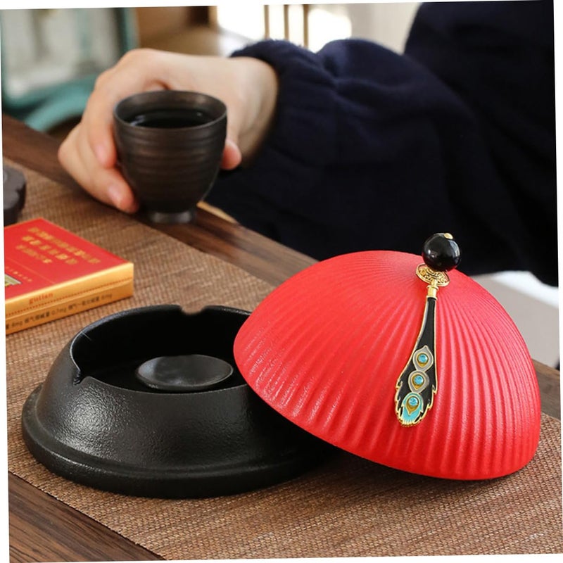 Creative Hat Shaped Ashtray with Lid Desktop Storage Container Compact Ash Holder for Home Office - Image 4