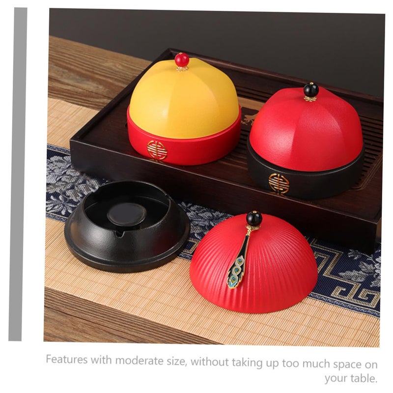 Creative Hat Shaped Ashtray with Lid Desktop Storage Container Compact Ash Holder for Home Office - Image 5