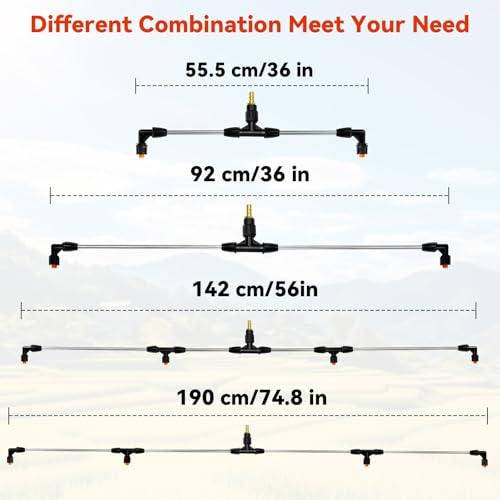 JINIOHEE 4 Nozzles Metel Boom Wand with 14 and 38 Brass Fitting Sprayer Boom Equipped with Two Types Nozzles Durable Metal Rods WideCoverage Agricultural Lawn Spray Attachment for TractorsUTVs - Image 3