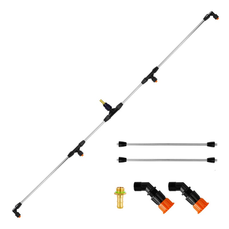JINIOHEE 4 Nozzles Metel Boom Wand with 14 and 38 Brass Fitting Sprayer Boom Equipped with Two Types Nozzles Durable Metal Rods WideCoverage Agricultural Lawn Spray Attachment for TractorsUTVs - Image 2