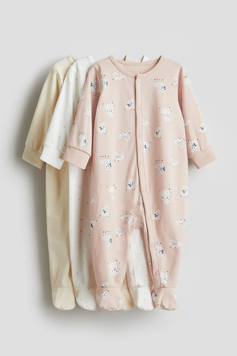 H&M 3-pack cotton sleepsuits