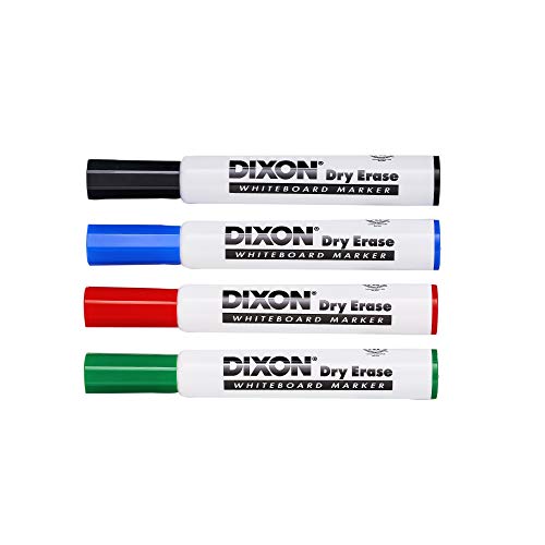 DIXON Dry Erase Markers, Wedge Tip, Pack of 4 Assorted Colors (92140) - Image 1
