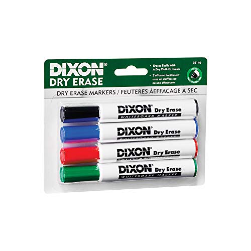 DIXON Dry Erase Markers, Wedge Tip, Pack of 4 Assorted Colors (92140) - Image 3