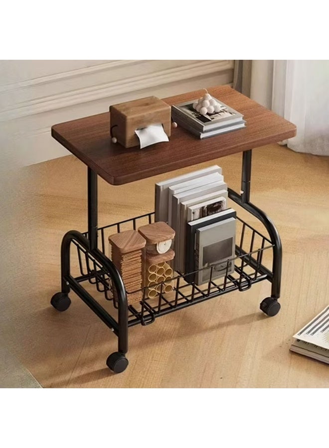 DubaiGallery Movable Coffee Table 2 Layer Cart Living Room Cart，2-Tier End Table/Bedside Table,Storage Table, Mid Century Modern Coffee Table with for Sofa Side Table - Image 1