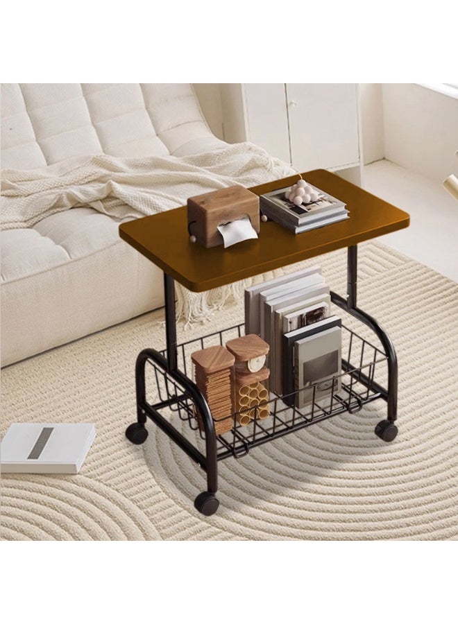 DubaiGallery Movable Coffee Table 2 Layer Cart Living Room Cart，2-Tier End Table/Bedside Table,Storage Table, Mid Century Modern Coffee Table with for Sofa Side Table - Image 3