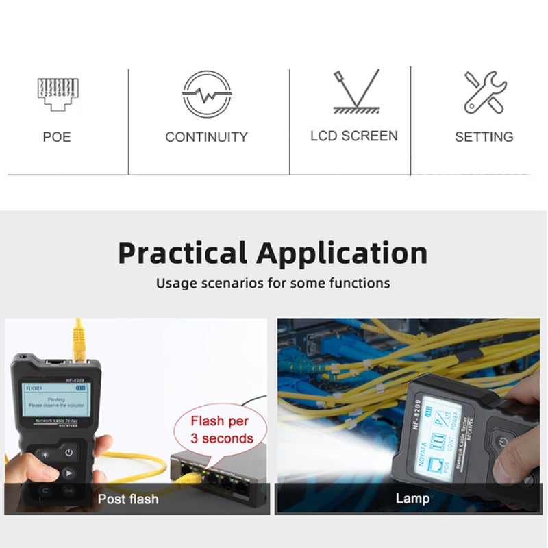 Network Cable Tester Kit Grey: Emitter Testing Function - Three Scan Modes Switchable Wire Tracker for Home Networking, Professional Wiring Maintenance - Image 5