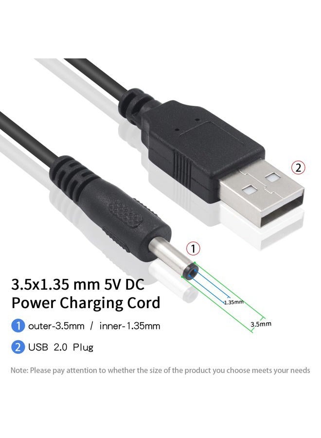 Duttek DC 3.5x1.35 mm 5V DC Power Charging Cord, Electronics Barrel Jack plugs USB 2.0 A Male to DC 3.5mm x 1.35mm Barrel Adapter Converter Cable, Black (10 inch/25cm) - Image 2